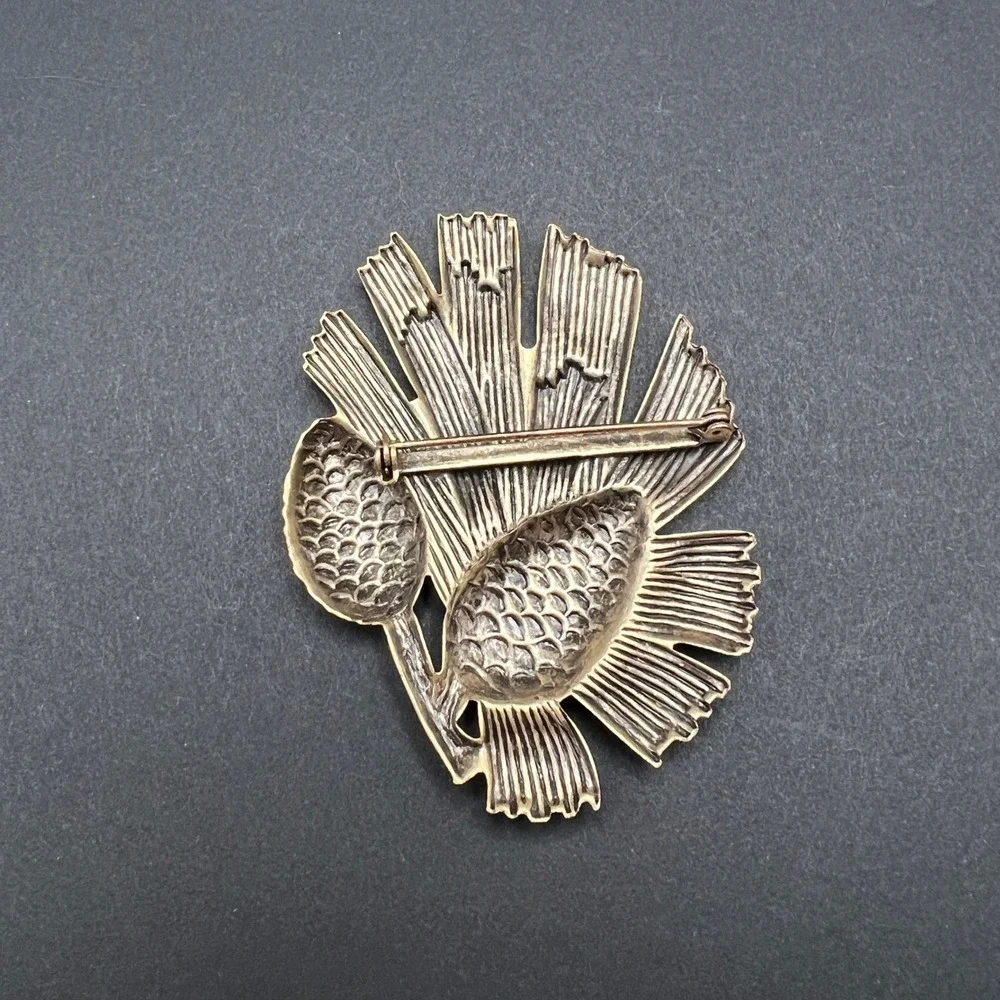 Vintage Pinecone Brooch Brass Gold Tone Nature Antiqued Woodland Cottage‎